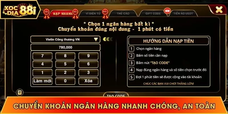 Chuyển khoản ngân hàng nhanh chóng, an toàn